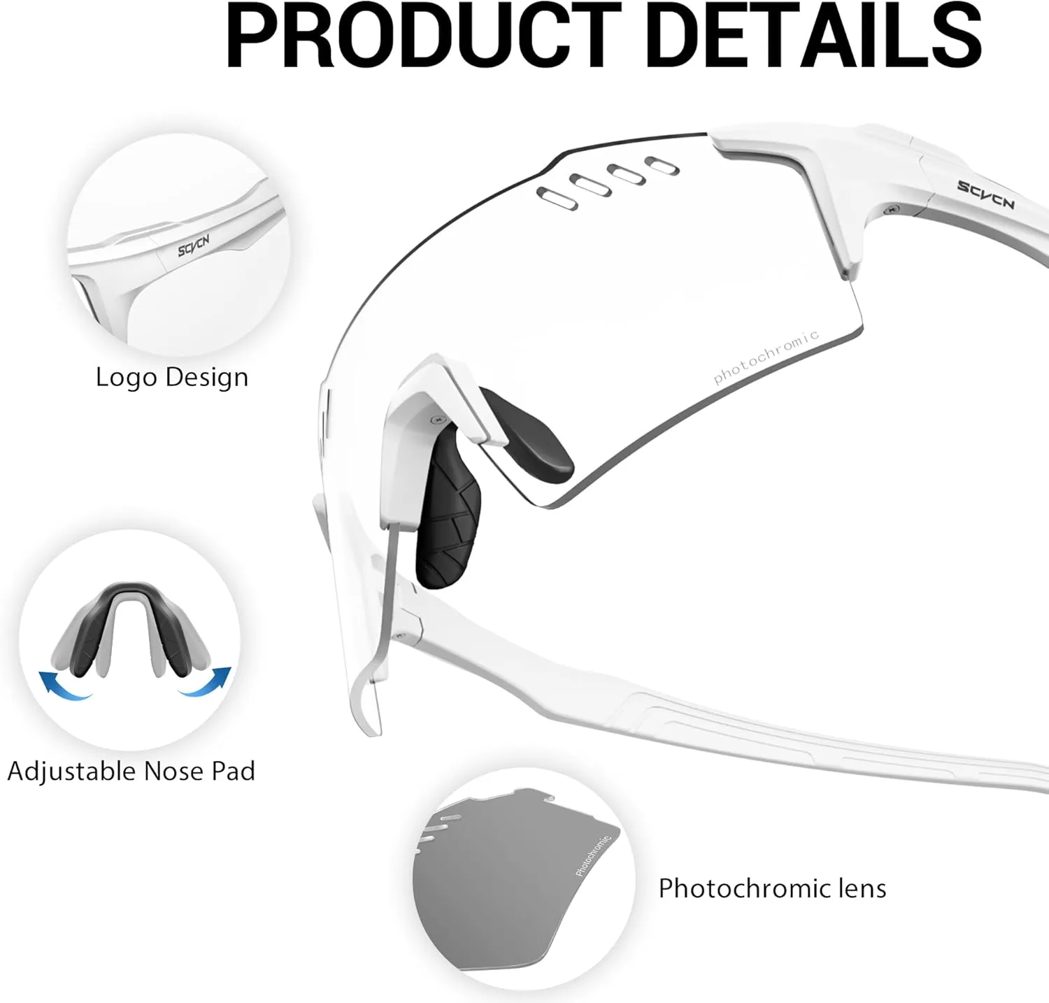 Photochromic Cycling Glasses UV400 Protection for Women Men Cycling Glasses TR90 Frame MTB Running Bike DZ-S9A2