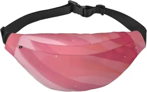 Pink Gradient Style Men'S And Women'S Waist Pack, Crossbody Bag With Adjustable Belt For Running, Traveling, Sports, Hiking