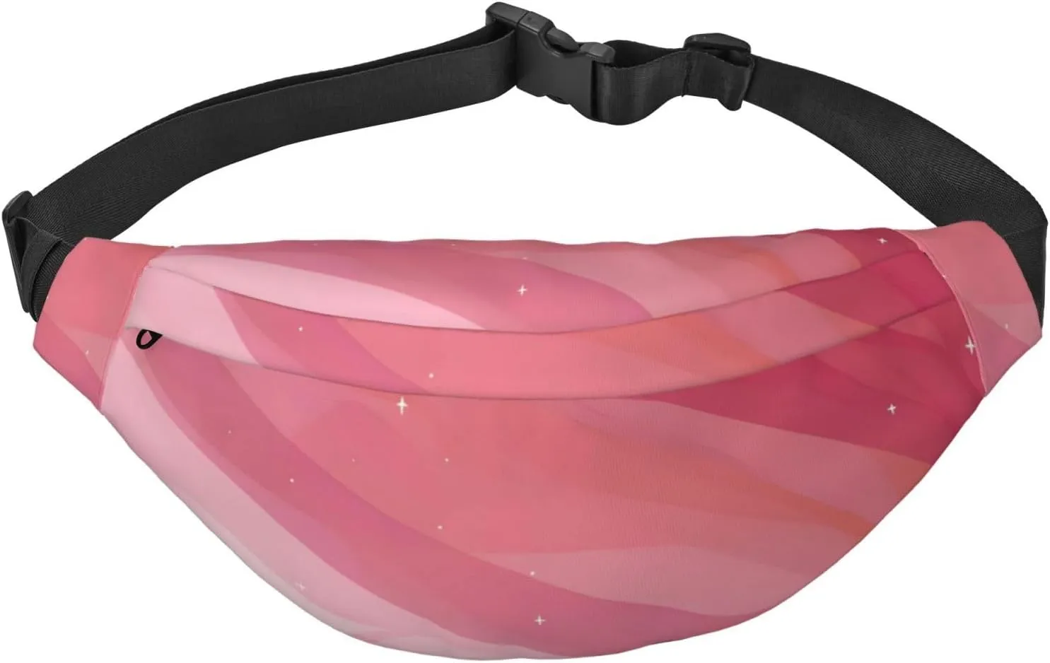 Pink Gradient Style Men'S And Women'S Waist Pack, Crossbody Bag With Adjustable Belt For Running, Traveling, Sports, Hiking