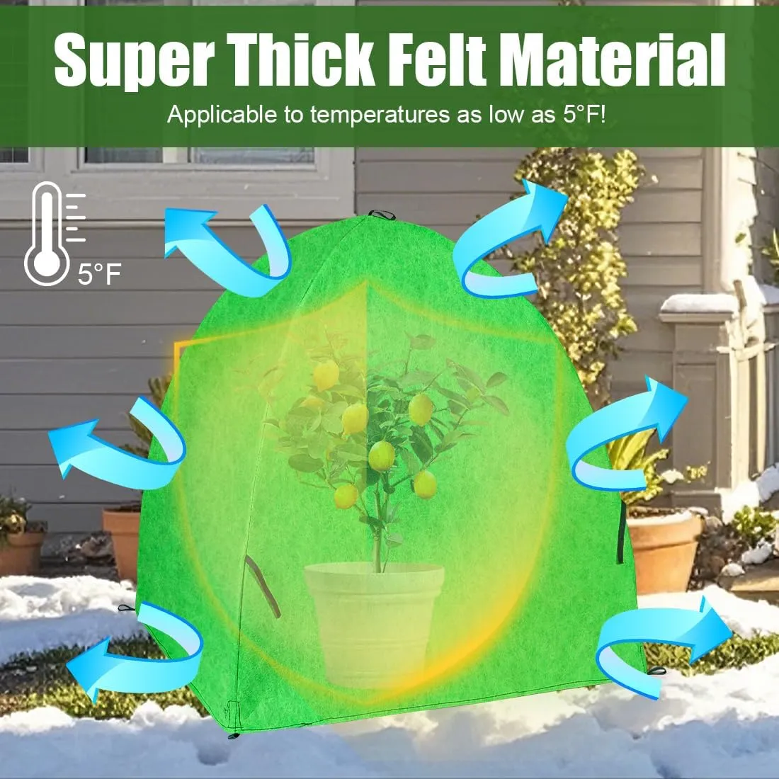Plant Covers Freeze Protection for Winter, Outdoor Garden Frost Cover for Plants,Reusable Shrub Blankets Bags, Potted Fruit Vegetable Sall Tree Pest Protector(Felt,2-Pack)