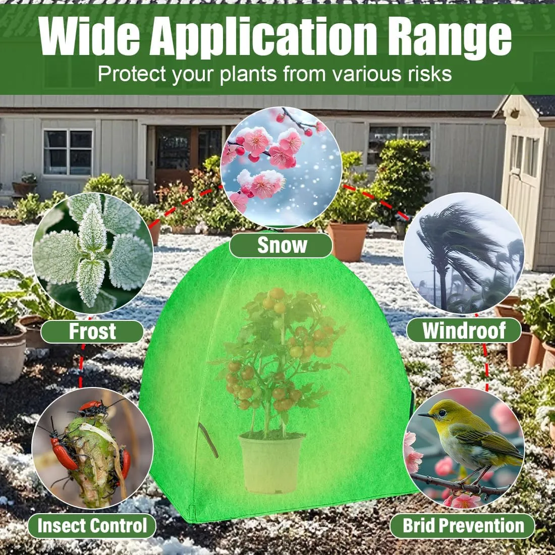 Plant Covers Freeze Protection for Winter, Outdoor Garden Frost Cover for Plants,Reusable Shrub Blankets Bags, Potted Fruit Vegetable Sall Tree Pest Protector(Felt,2-Pack)