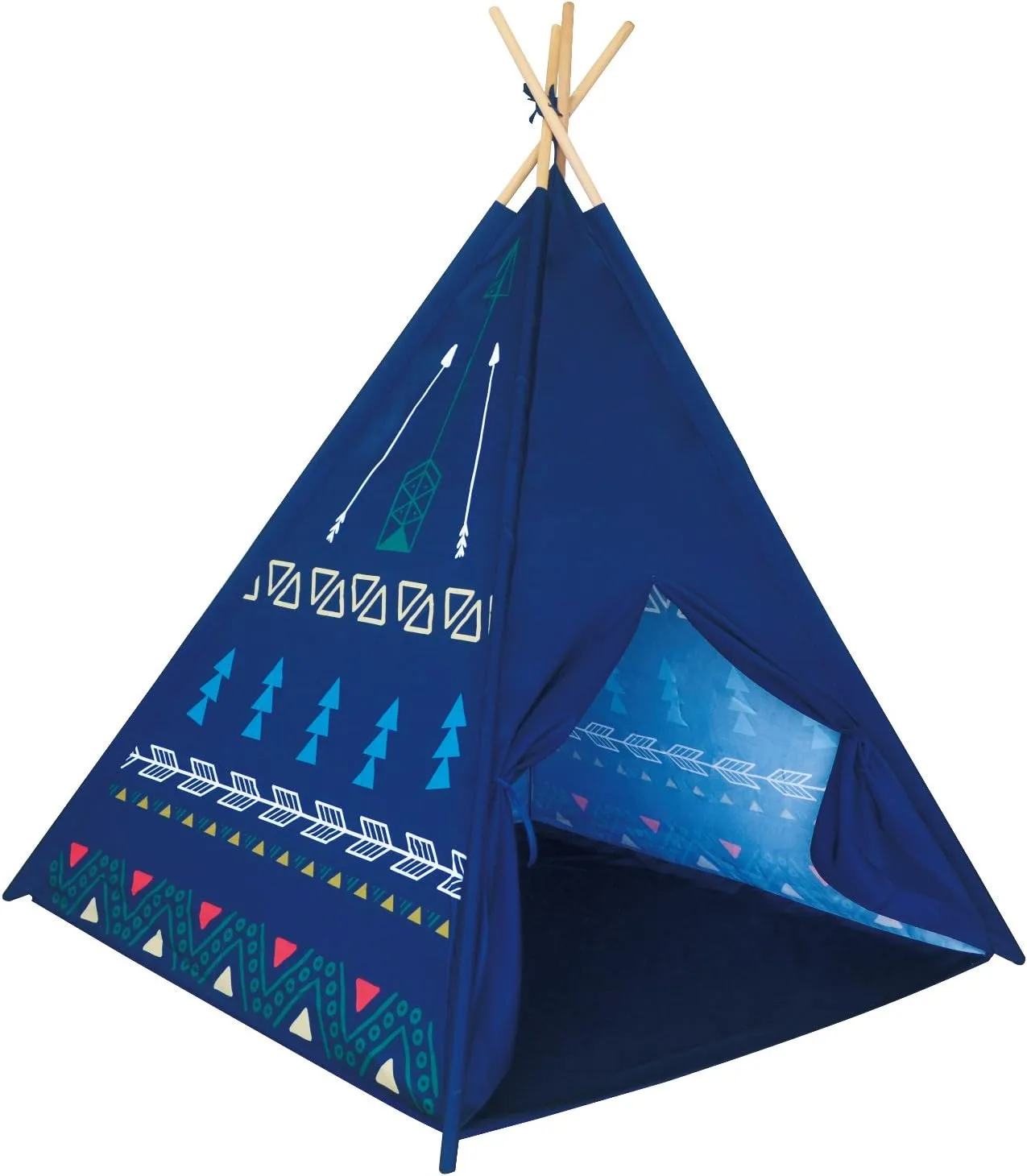 POCO DIVO Blue Arrow Teepee Kids Indoor Playhouse Children Outdoor Toy Castle Play Tent with Wood Poles