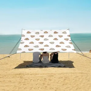 Poo Cartoon Beach Canopy Tent Anti-UV & Wind Resistant, Doodle Camping Sun Shelter Easy Setup Portable,Outdoor Shade Tents with Sandbags,Sand Shovels,Ground Pegs & Stability Poles