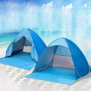 Pop Up Beach Tent Sun Shelter for 2-3 Person, Portable Camping Beach Shade Tent, 98% UV Protection, Withstand Wind, Waterproof, Large Easy Setup Beach Tent for Fishing Hiking Camping (B)