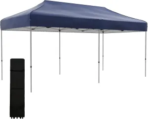 Pop Up Canopy Tent,Instant Sun Shelter with 3-Level Adjustable Height,Easy Up Outdoor Tent for Parties with Wheeled Carry Bag for Garden,Patio,Dark Blue