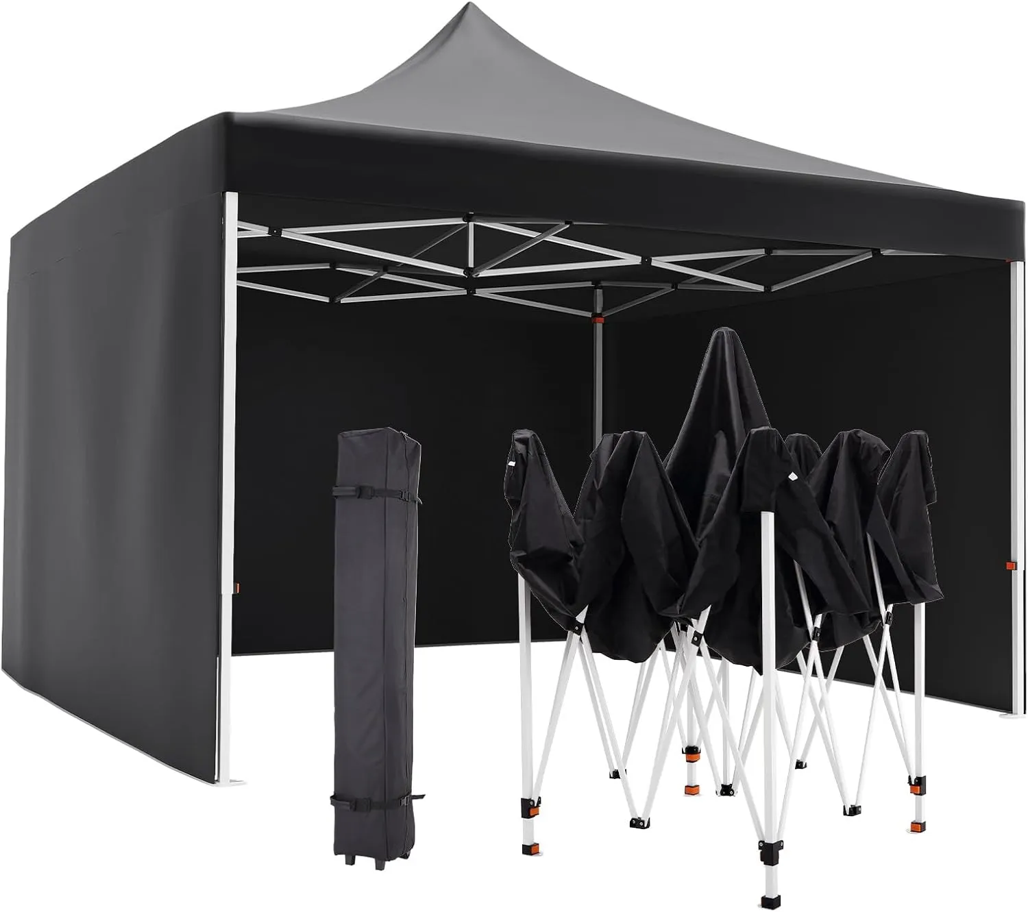 Pop-Up Gazebo10'x10'Ft,Patio Canopy, Instant Gazebo Tent, Outdoor Portable Shelter with 3 Sidewalls, Windows, Wheeled Bag, for Patio/Outdoor/Wedding Parties and Events-Black