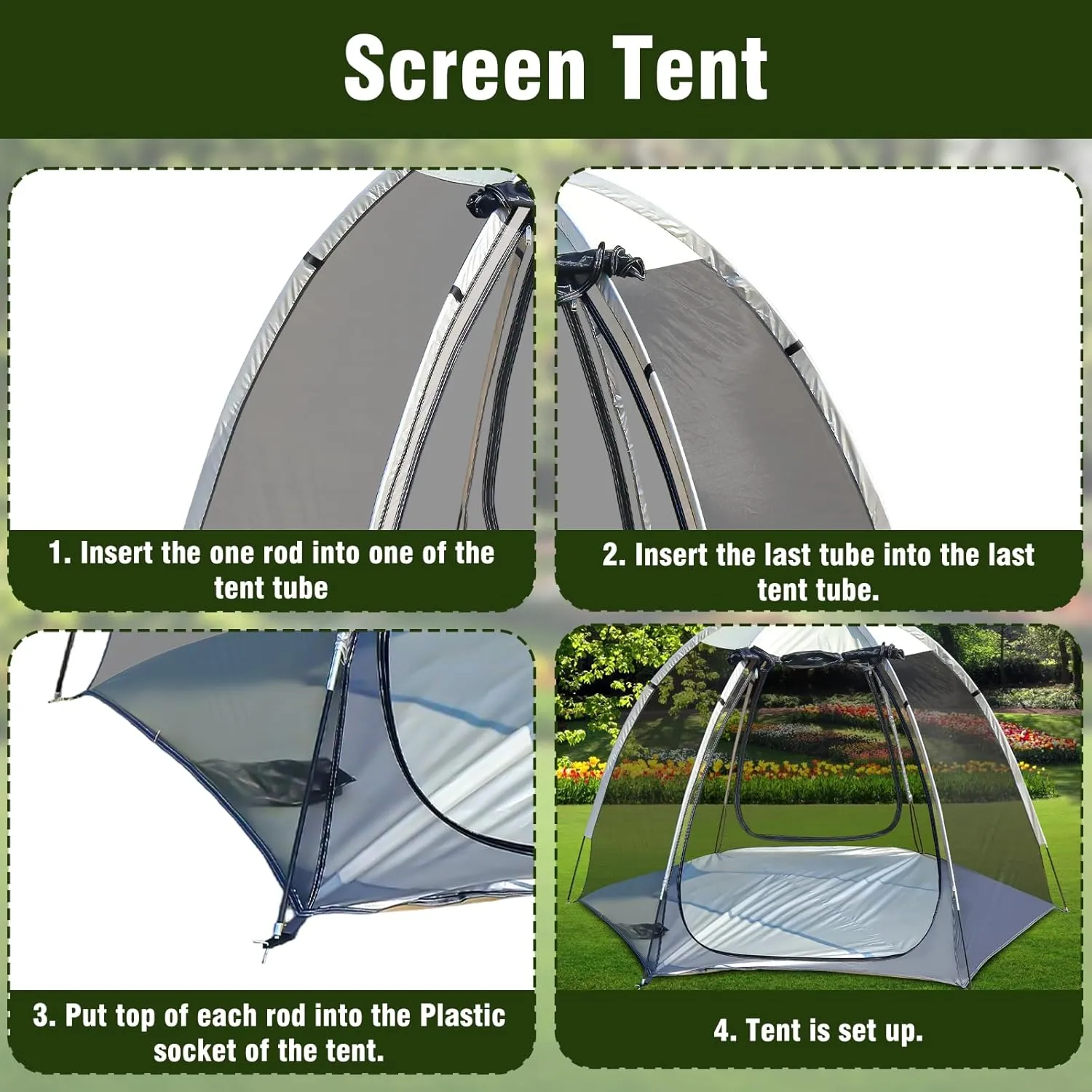 Pop-Up Screen House Tent Portable Canopy with Mosquito Net Outdoor Room Perfect for Patio Backyard Gazebo Picnic Mesh.