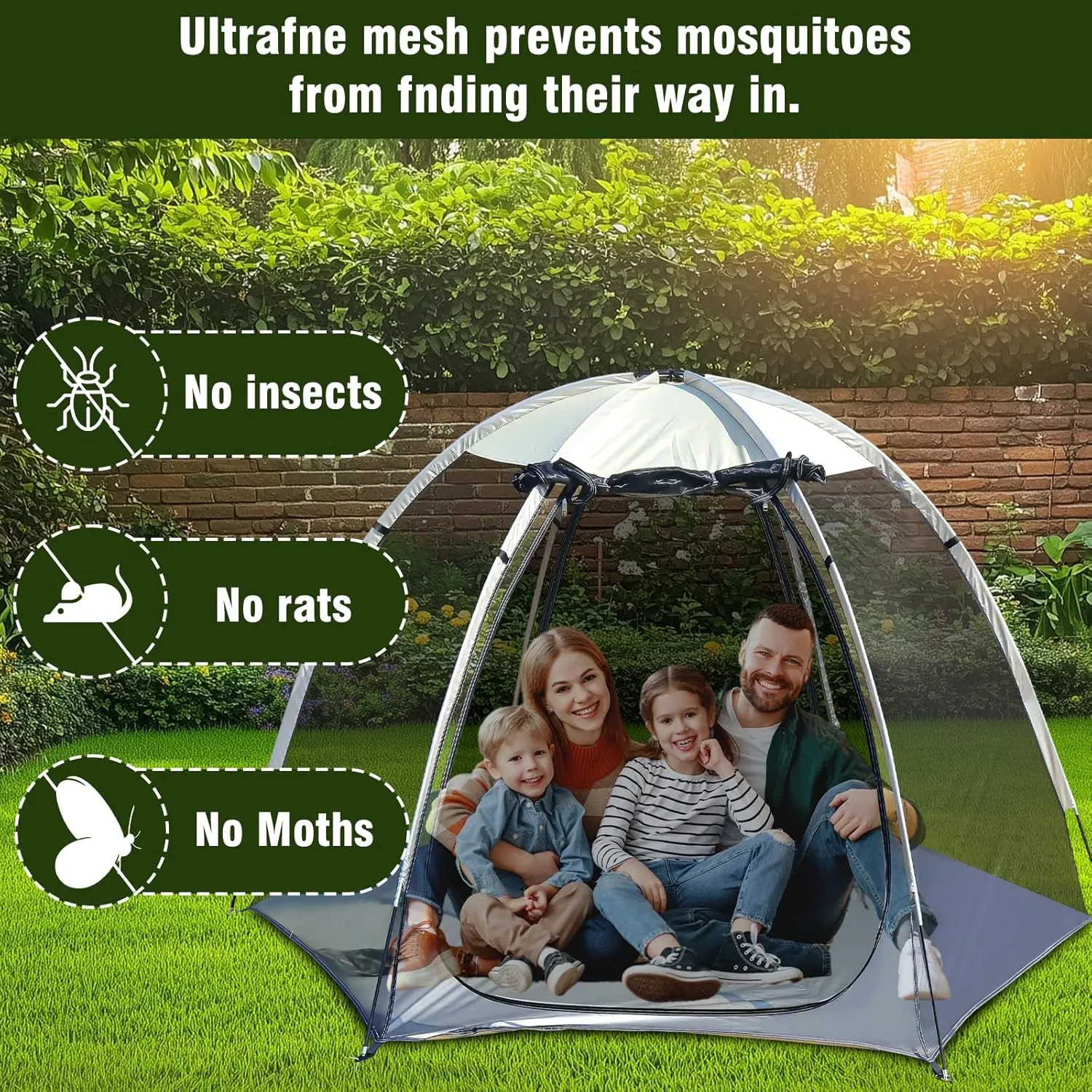 Pop-Up Screen House Tent Portable Canopy with Mosquito Net Outdoor Room Perfect for Patio Backyard Gazebo Picnic Mesh.