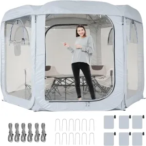 Porayhut Pop up Bubble Tent Screen House10’X10’Large Camping Sun Shelter,Weather and Cold Proof Pod with Detachable Sunshade Cloth,Waterproof Floor,2 Zipper Doors and 4 Mesh Breathable Windows