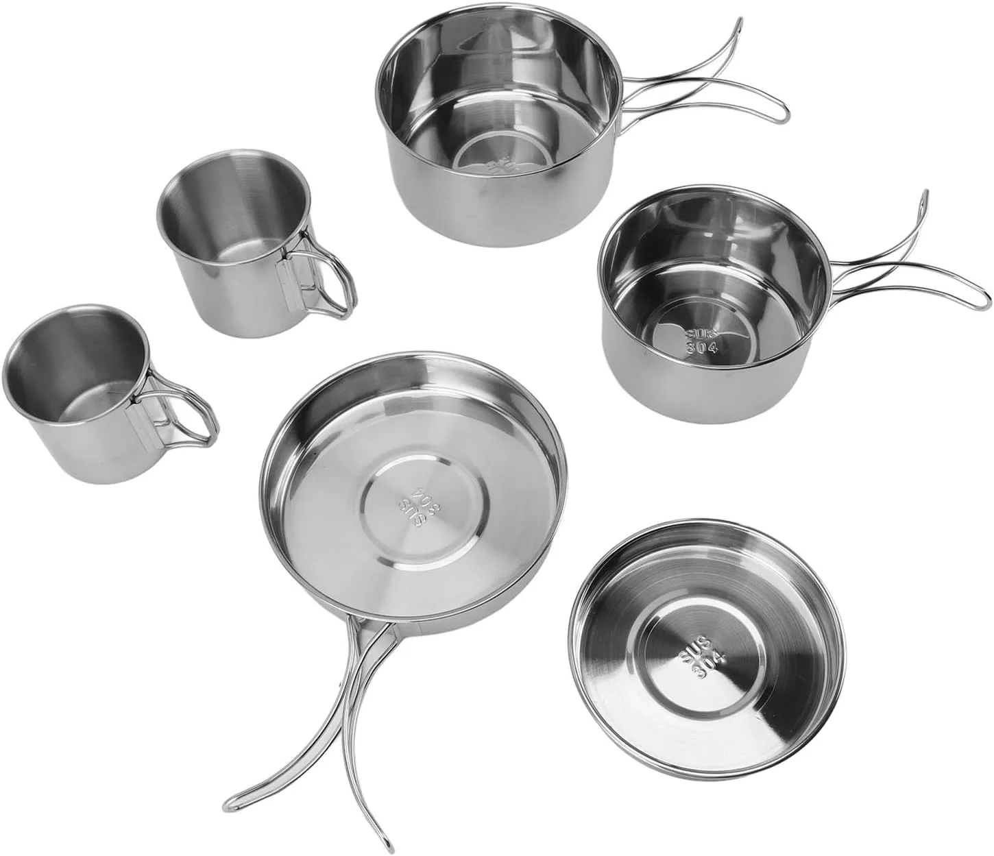 Portable Cookware Set Stainless Steel Efficient Easy to Multifunctional Tableware for Camping Hiking