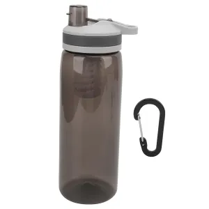 Portable Filtered Water Bottle Outdoor Water Purifier Emergency Camping Hiking (Black)