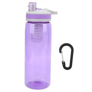 Portable Filtered Water Bottle Outdoor Water Purifier Emergency Camping Hiking (Purple)