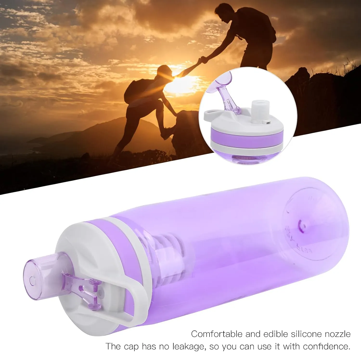 Portable Filtered Water Bottle Outdoor Water Purifier Emergency Camping Hiking (Purple)