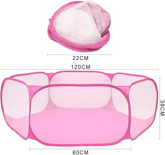 Portable Pet Cage Tent Exercise Animal Playpen Fence Pop-Up Yard Pink