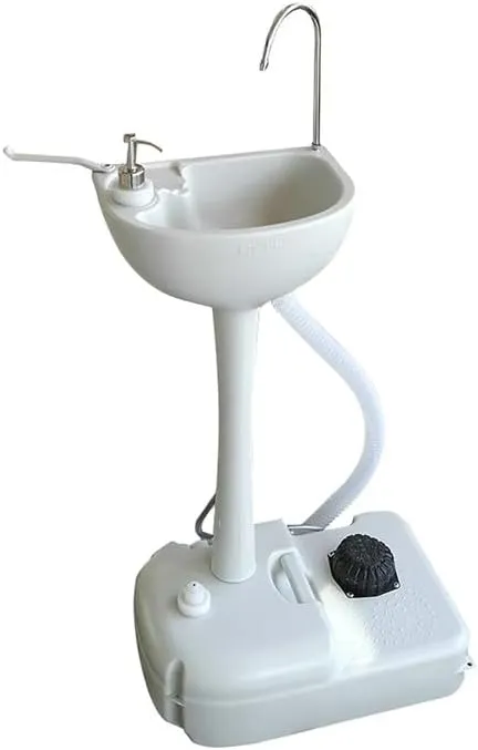 Portable Sink Camping Hand Washing Station Indoor/Outdoor Travel Hygiene Station with Basin, Running Faucet Towel Rack Collapsible Hand Wash for RV, Outdoor Events, Gatherings