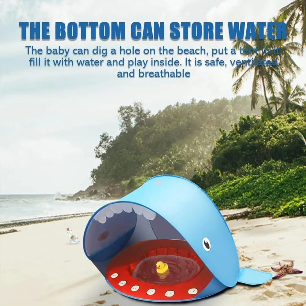 Portable UV-Resistant Baby Beach Tent, Pop up Portable Easy Set Kids Shade Pool, Mono Baby Beach Tent Pop up with Pool, UV Protection Dome for Babies Kids Infant Toddlers(E,Set 2)