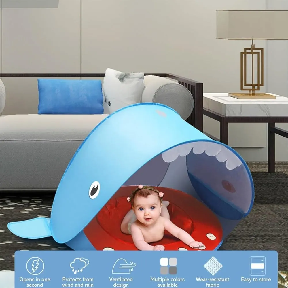 Portable UV-Resistant Baby Beach Tent, Pop up Portable Easy Set Kids Shade Pool, Mono Baby Beach Tent Pop up with Pool, UV Protection Dome for Babies Kids Infant Toddlers(E,Set 2)