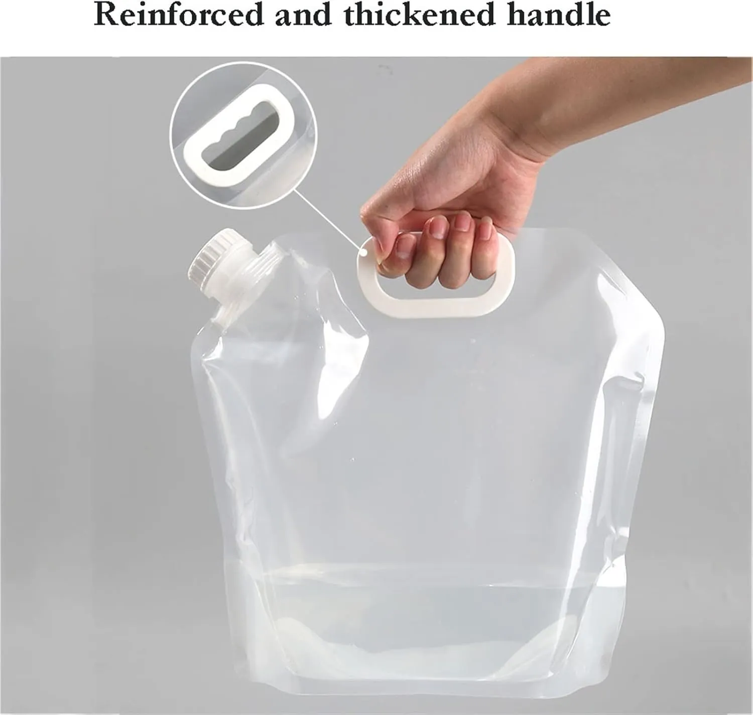 Portable Water Container Bag Collapsible, Freezable Emergency Water Jug, food-grade Plastic Jug, Water Carrier Tank, Foldable Water Bottle for camping, riding, climber(Blue handle,5l)