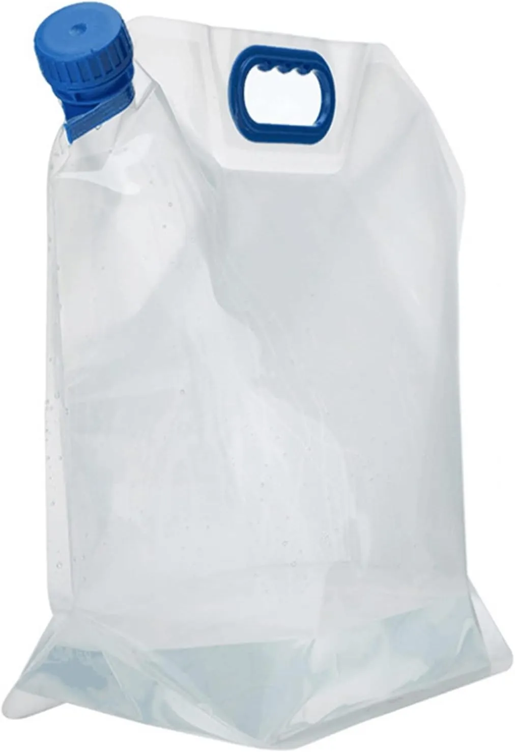 Portable Water Container Bag Collapsible, Freezable Emergency Water Jug, food-grade Plastic Jug, Water Carrier Tank, Foldable Water Bottle for camping, riding, climber(Blue handle,5l)