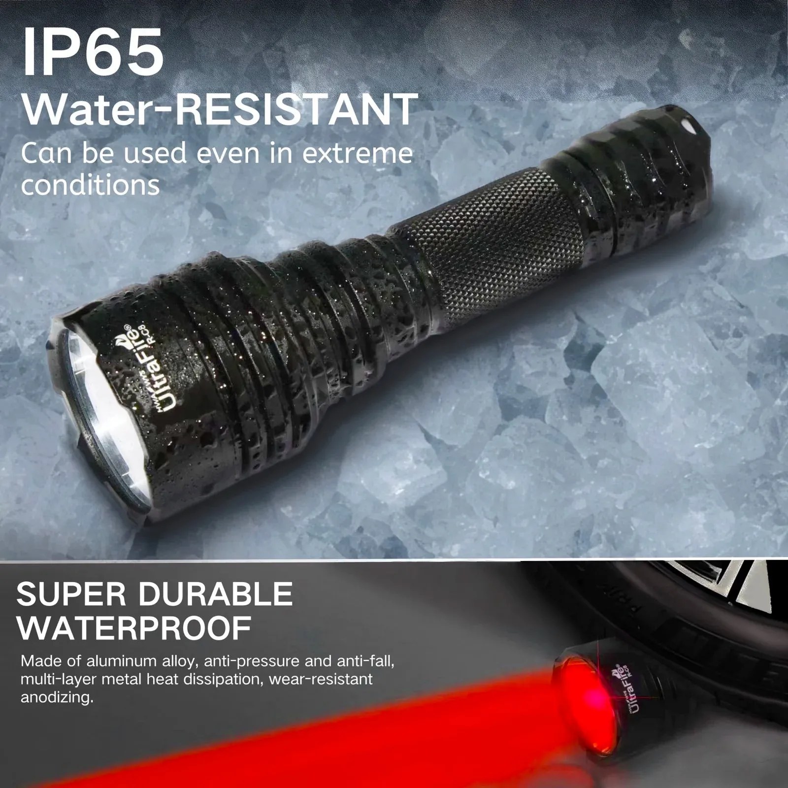 Powerful Red Light LED Flashlight 350m Focus Tactical Lantern Night Hunting Spotlight for Coyote Hogs Rabbit