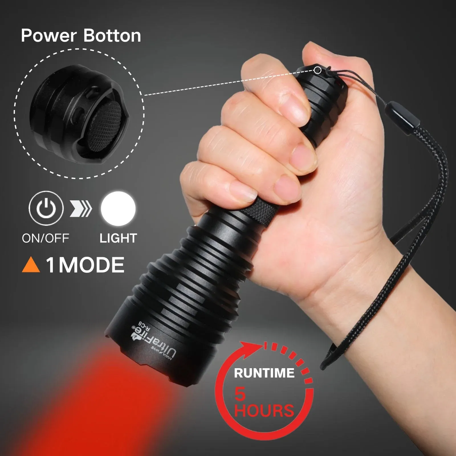 Powerful Red Light LED Flashlight 350m Focus Tactical Lantern Night Hunting Spotlight for Coyote Hogs Rabbit