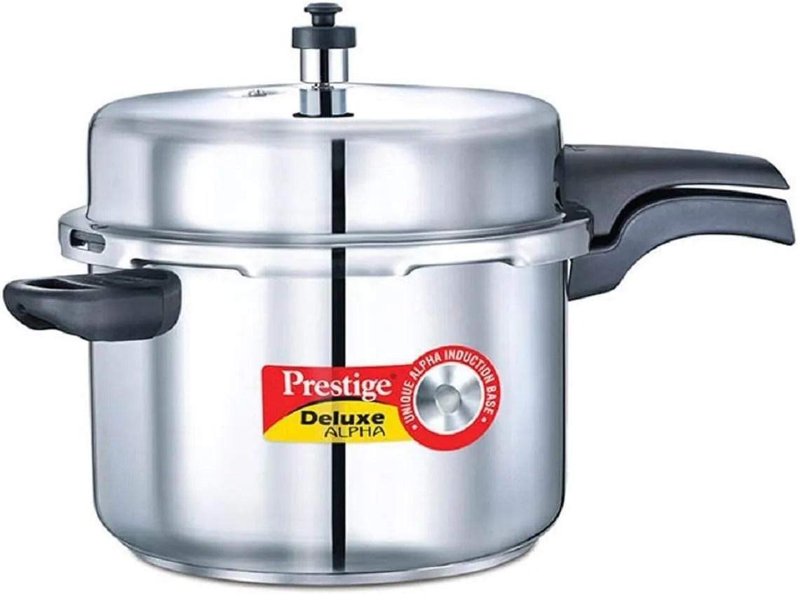 Prestige Deluxe Alpha Induction Base Pressure Cooker, 8-Liter, Stainless Steel