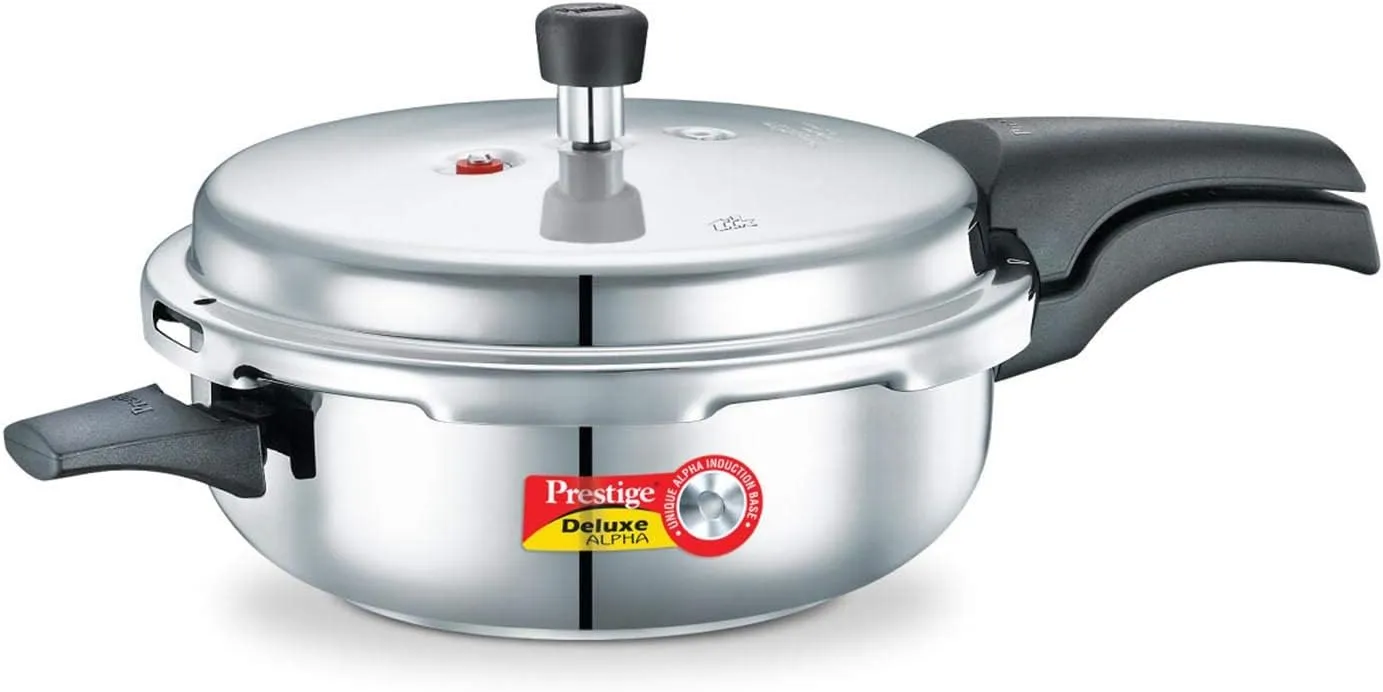 Prestige Deluxe Alpha Induction Base Pressure Pan, Senior, Stainless Steel