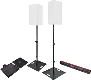 Prox X-Polaris BL Polaris Portable Speaker and Lighting Dual Stand Kit with Base Plate, Adjustable Pole, and Carry Bags - Black Finish