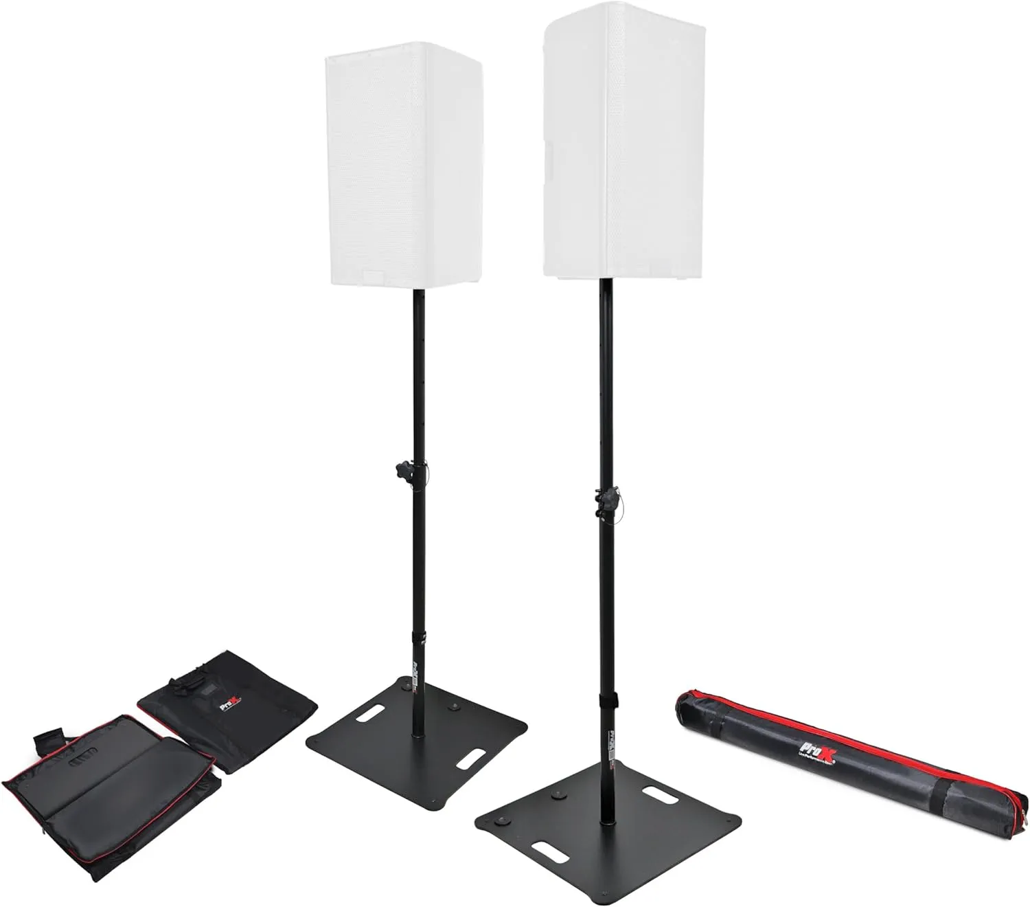 Prox X-Polaris BL Polaris Portable Speaker and Lighting Dual Stand Kit with Base Plate, Adjustable Pole, and Carry Bags - Black Finish