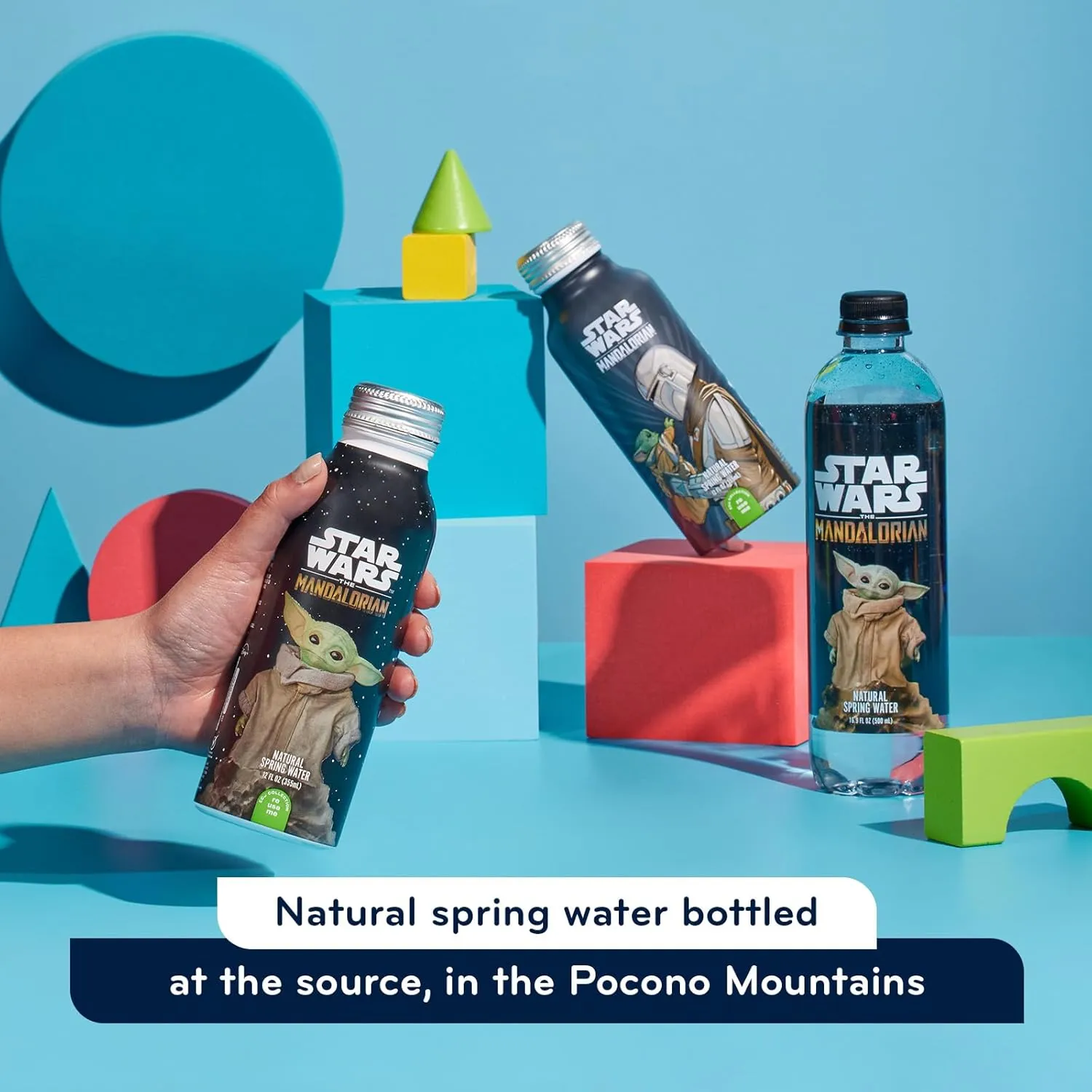 PULSE Star Wars The Mandalorian Natural Spring Water - Disney Water Bottles - Filtered Spring Water - BPA-Free Aluminum Recyclable Bottles - 12 Pack