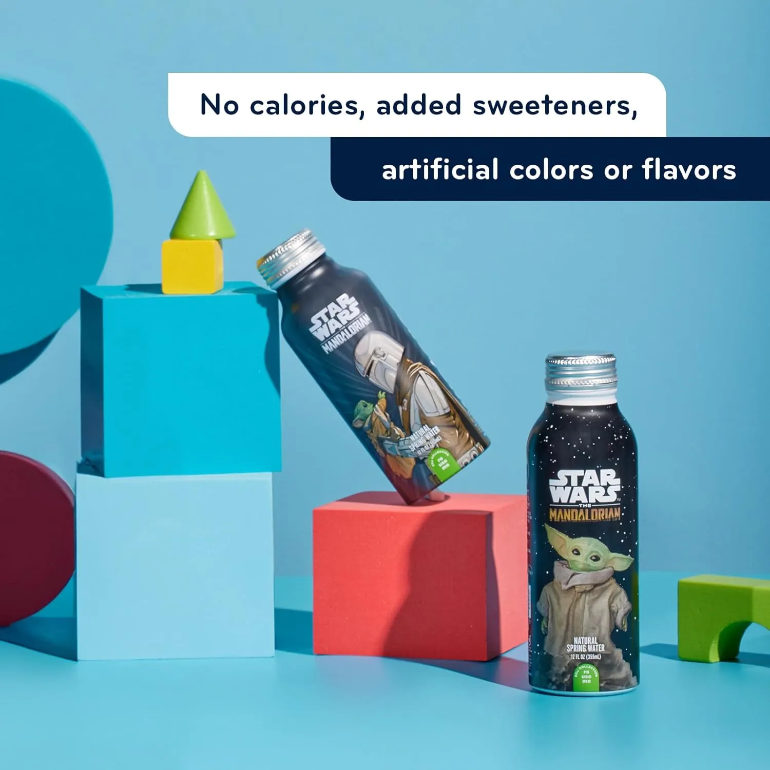 PULSE Star Wars The Mandalorian Natural Spring Water - Disney Water Bottles - Filtered Spring Water - BPA-Free Aluminum Recyclable Bottles - 12 Pack