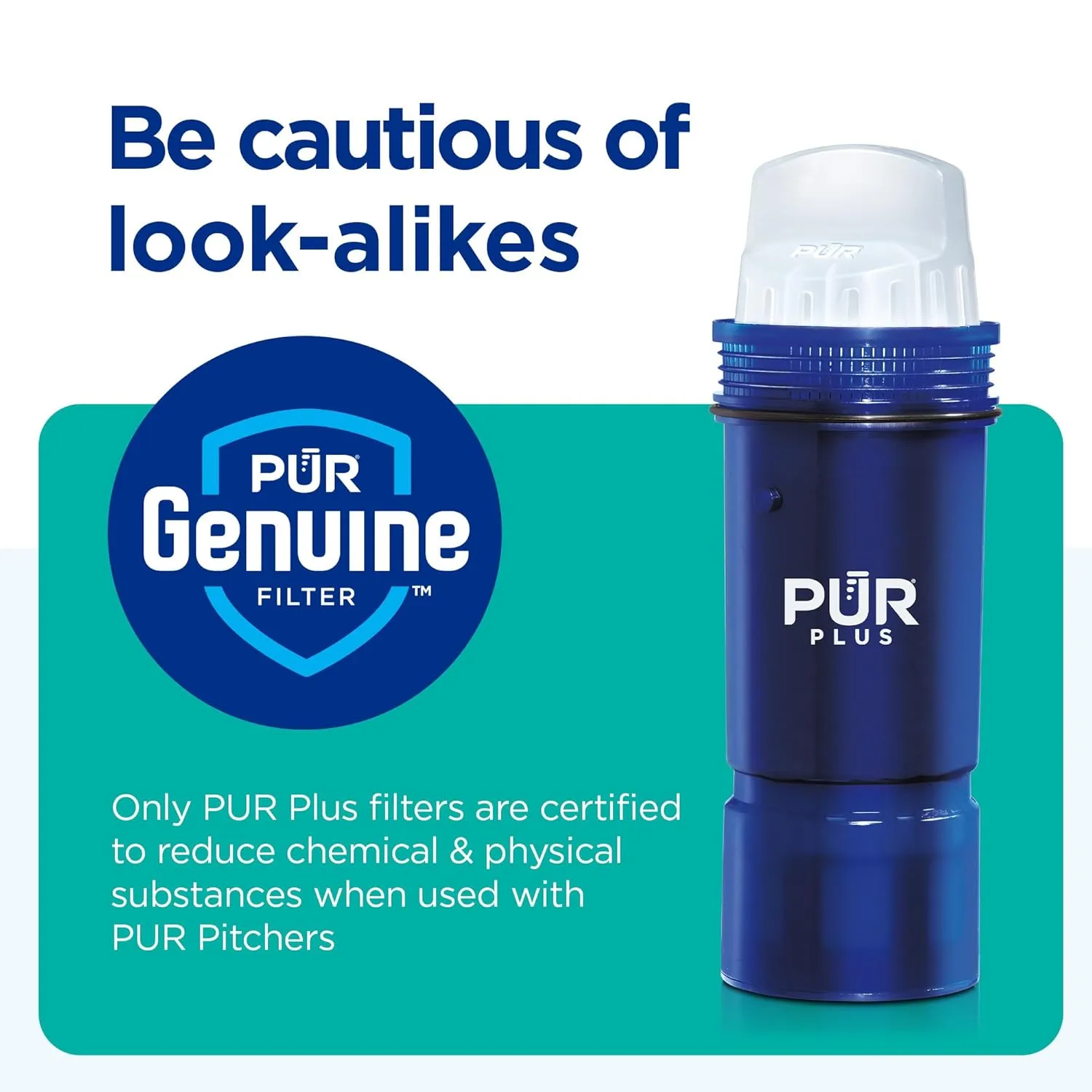 PUR Plus 11-Cup Water Pitcher, 1 Lead-Reducing Filter, Cleaner, Great-tasting Water, Dishwasher Safe, Powerful Filtration, Filter Change Light Indicator, LockFit Cap Design - White