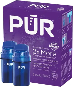 PUR Water Pitcher & Dispenser Replacement Filter 2-Pack, Genuine PUR Filter, 2-in-1 Powerful Filtration and Faster Filtration, 4-Month Value, Blue (PPF900Z2)