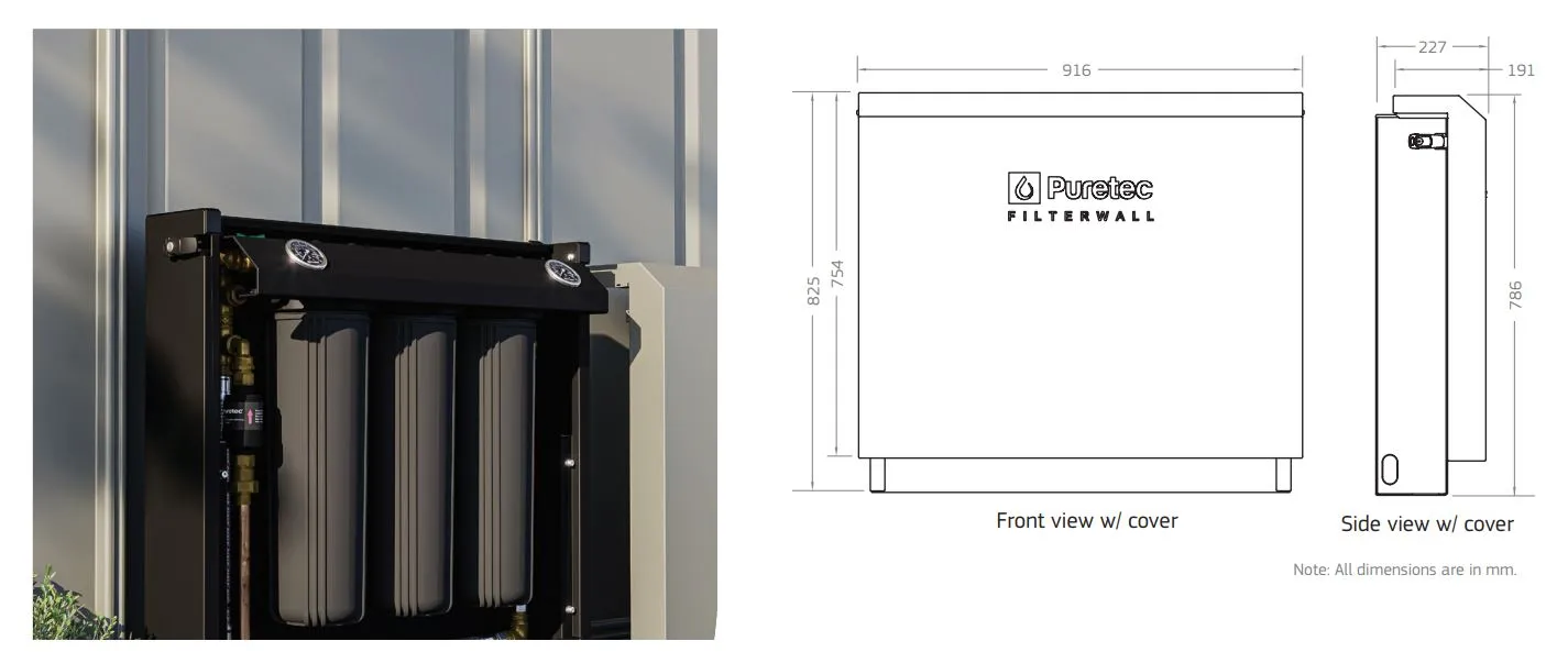Puretec Filterwall F4 Whole House Filtration System with ScaleGuard Kit & Plumbed Bypass