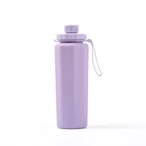 Purple 600ml Silicone Collapsible Water Bottle