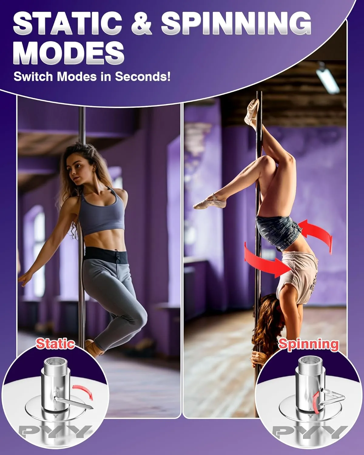 PYY Dance Pole for Home - Adjustable & Portable Dancing Pole for Gym Studio Pub