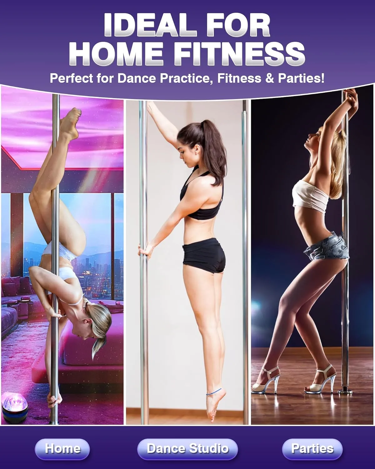 PYY Dance Pole for Home - Adjustable & Portable Dancing Pole for Gym Studio Pub