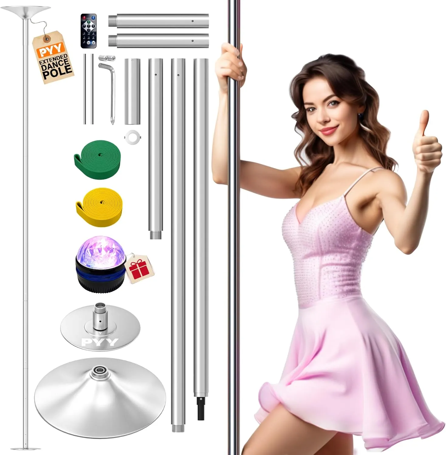 PYY Dance Pole for Home - Adjustable & Portable Dancing Pole for Gym Studio Pub