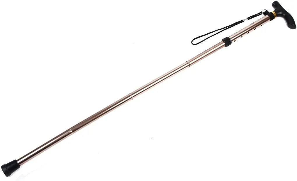 Qtqgoitem Walking Stick, Adjustable Collapsible Extendable, Folding Cane 4 Sections Telescoping, Trekking Pole Coffee Color (Model: d76 139 6df a96 73b)