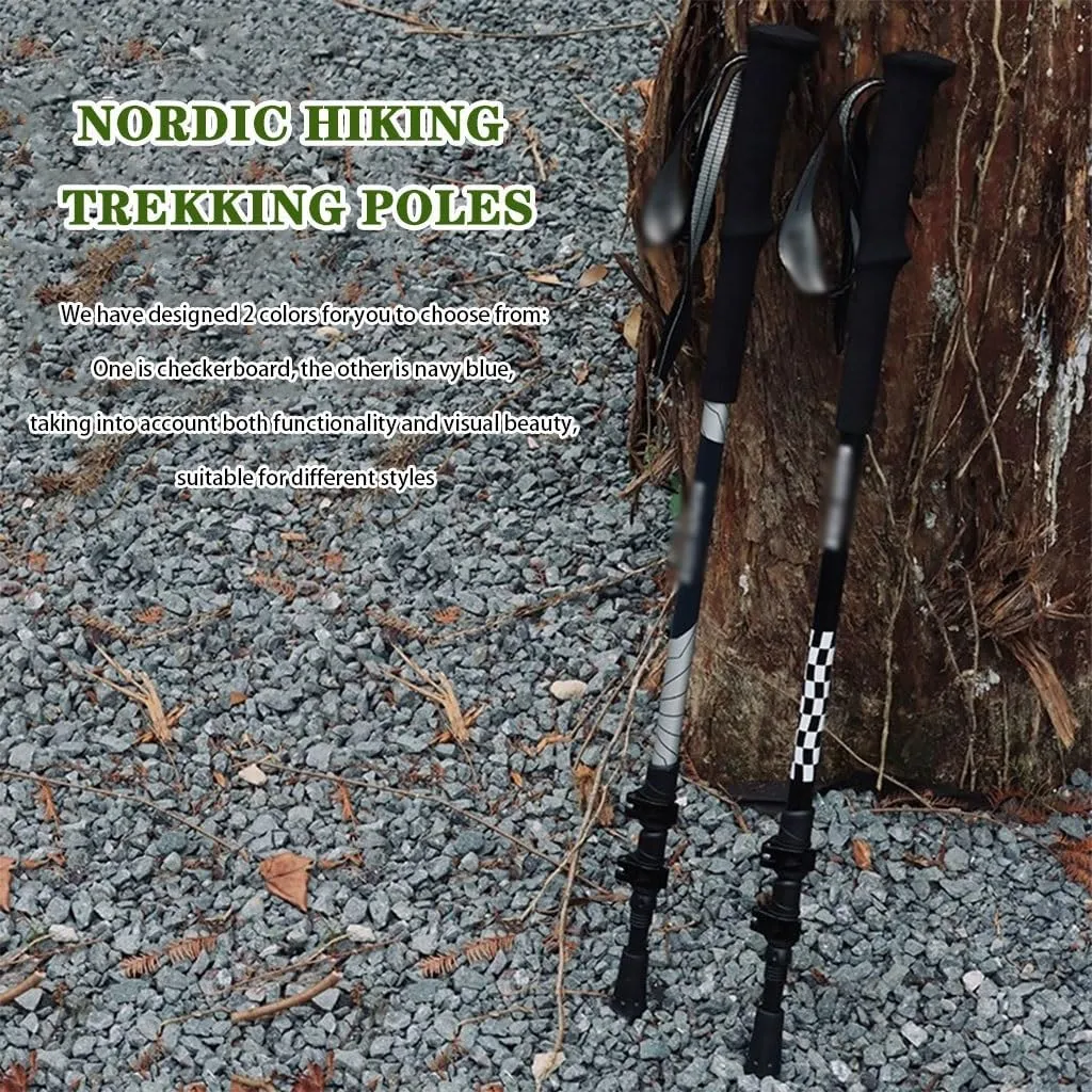 Quick Locks Safe Trekking Poles, Travel Retractable Walking Stick, EVA Grips, Carbon Fiber   Aluminum Alloy, for Men, Women, and Seniors