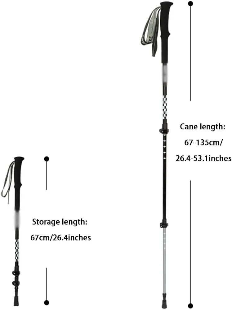 Quick Locks Safe Trekking Poles, Travel Retractable Walking Stick, EVA Grips, Carbon Fiber   Aluminum Alloy, for Men, Women, and Seniors
