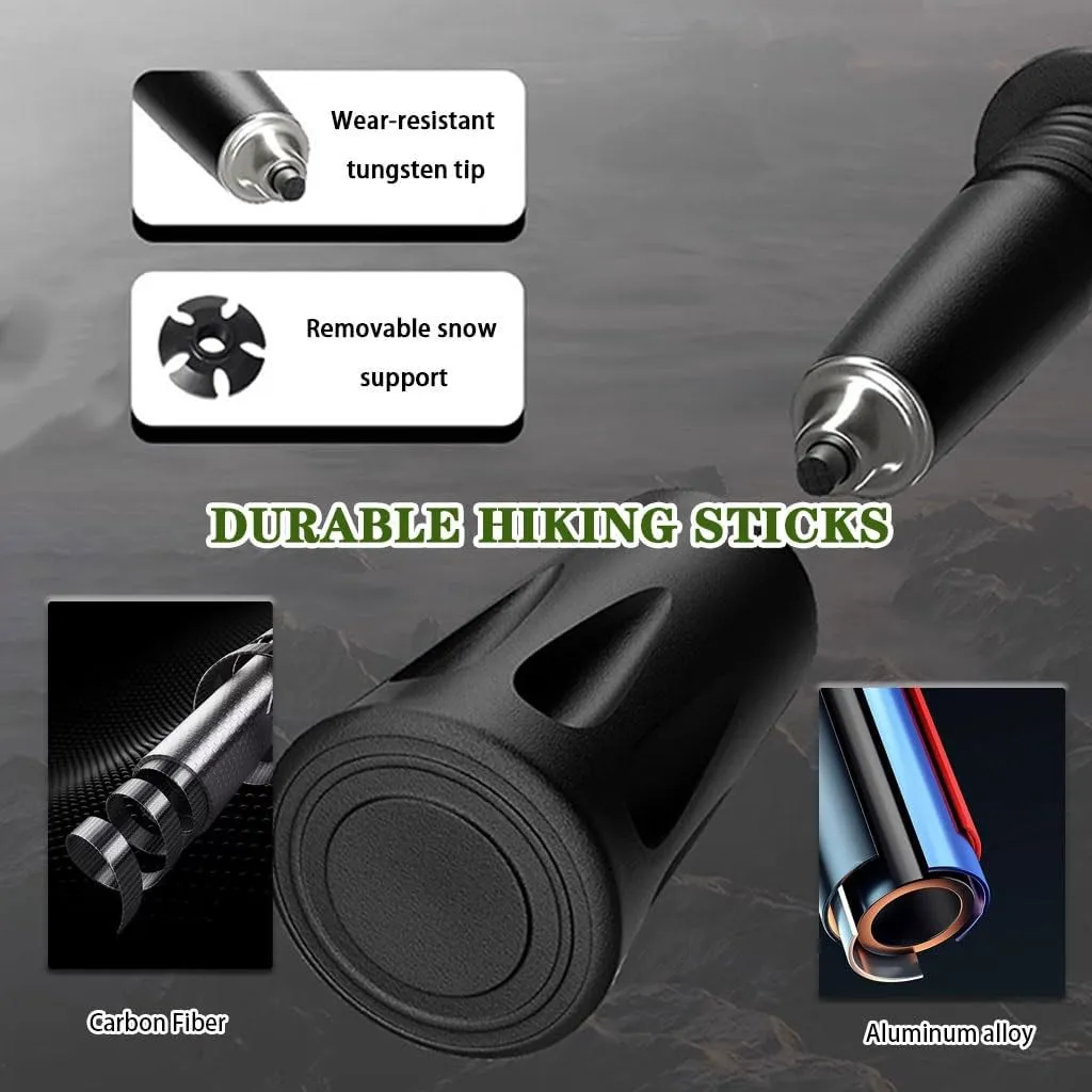 Quick Locks Safe Trekking Poles, Travel Retractable Walking Stick, EVA Grips, Carbon Fiber   Aluminum Alloy, for Men, Women, and Seniors