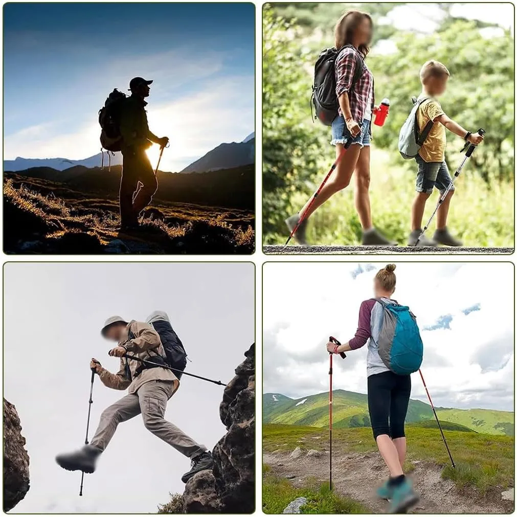 Quick Locks Safe Trekking Poles, Travel Retractable Walking Stick, EVA Grips, Carbon Fiber   Aluminum Alloy, for Men, Women, and Seniors