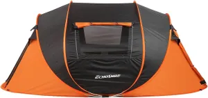 Quick-Setup Camping Tent for 5-8 People, Spacious Room, Durable Design, Black and Orange