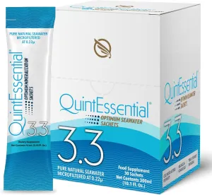 Quicksilver Scientific Quintessential 3.3 Sachets - Hypertonic Solution - Filtered Sea Water Hydration Packets - Liquid Minerals for Muscle Recovery, Stamina   Mineral Replenishment (30 Count)