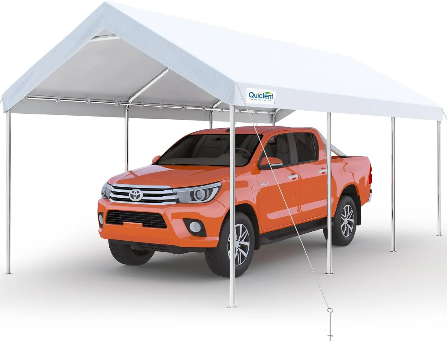 Quictent 10x20 ft Heavy Duty Carport Canopy Galvanized Car Tent Outdoor Garage Boat Shelter with Reinforced Structure, with Hanging Edge - White