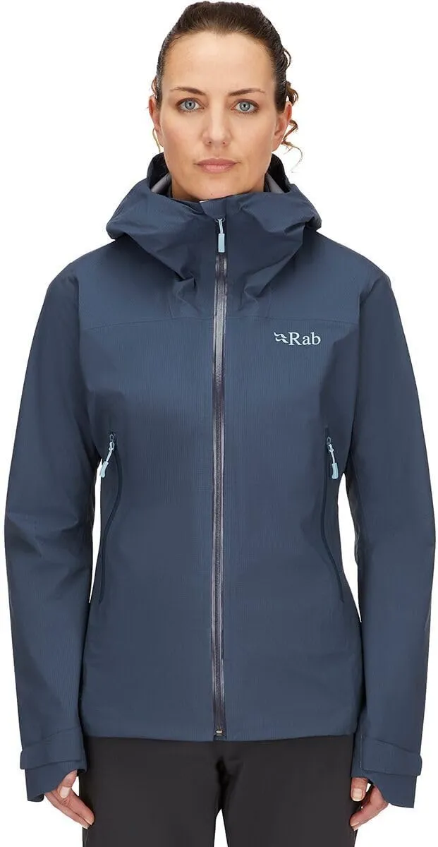 Rab Women's Downpour Light Jacket - Lightweight Waterproof Hooded Coat for Hiking & Trekking