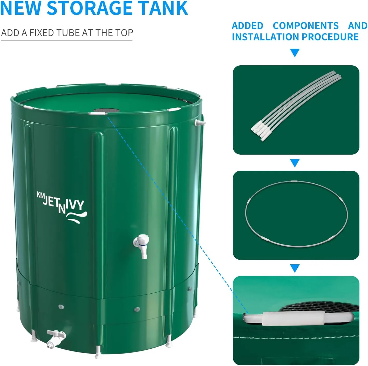 Rain Barrel Anti-Collapse Collapsible Rainwater Collection System,Portable Water Storage Tank,Garden Water Catcher(265G)