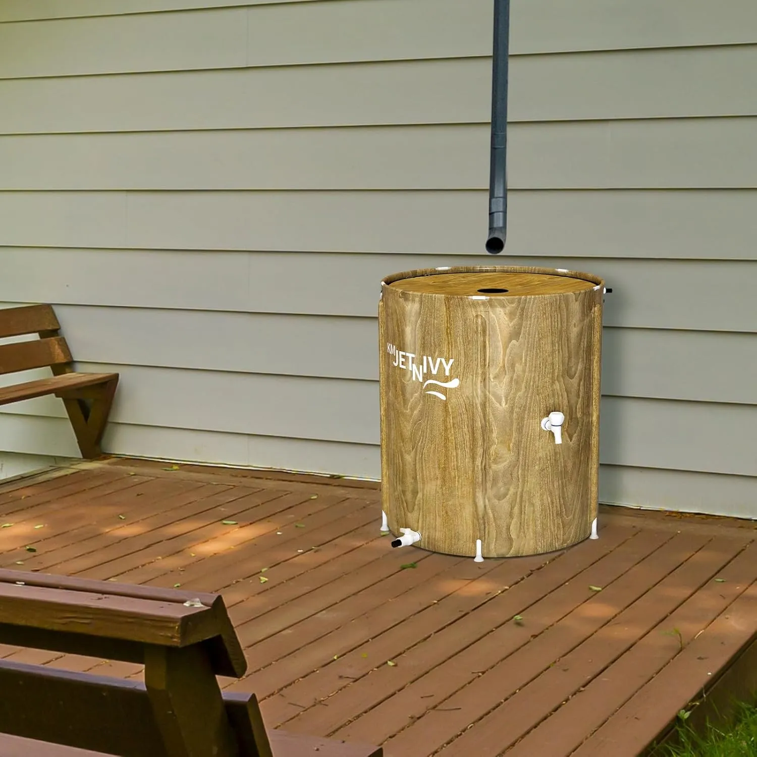 Rain Barrel Upgrade Anti-Collapse Collapsible Rainwater Collection System,Portable Water Storage Tank,Garden Water Catcher(Brown Mutil,50G)
