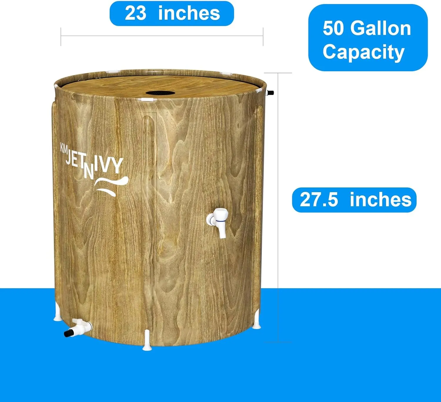 Rain Barrel Upgrade Anti-Collapse Collapsible Rainwater Collection System,Portable Water Storage Tank,Garden Water Catcher(Brown Mutil,50G)